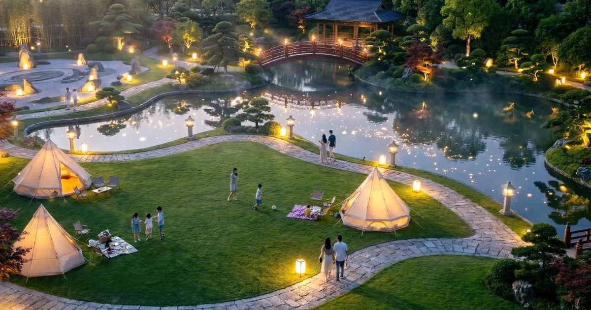 Ảnh minh họa khu cắm trại ven hồ tại khu đô thị Vinhomes