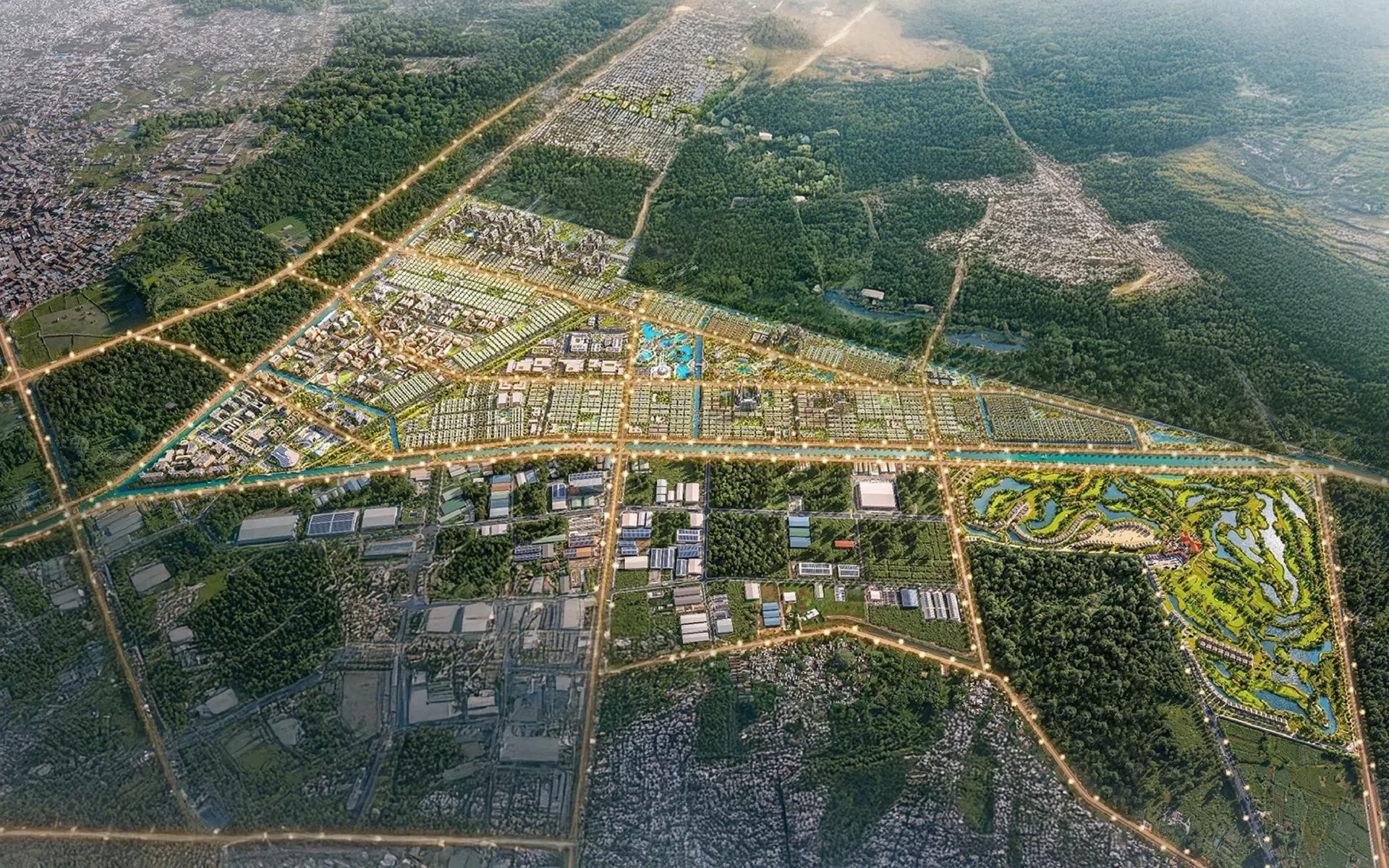 Ảnh minh họa khu đô thị Vinhomes nhìn từ trên cao